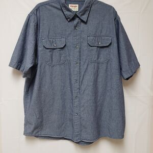 Men’s Wrangler Authentic Short Sleeve Jean Work Shirt XL 100% Cotton PO Good